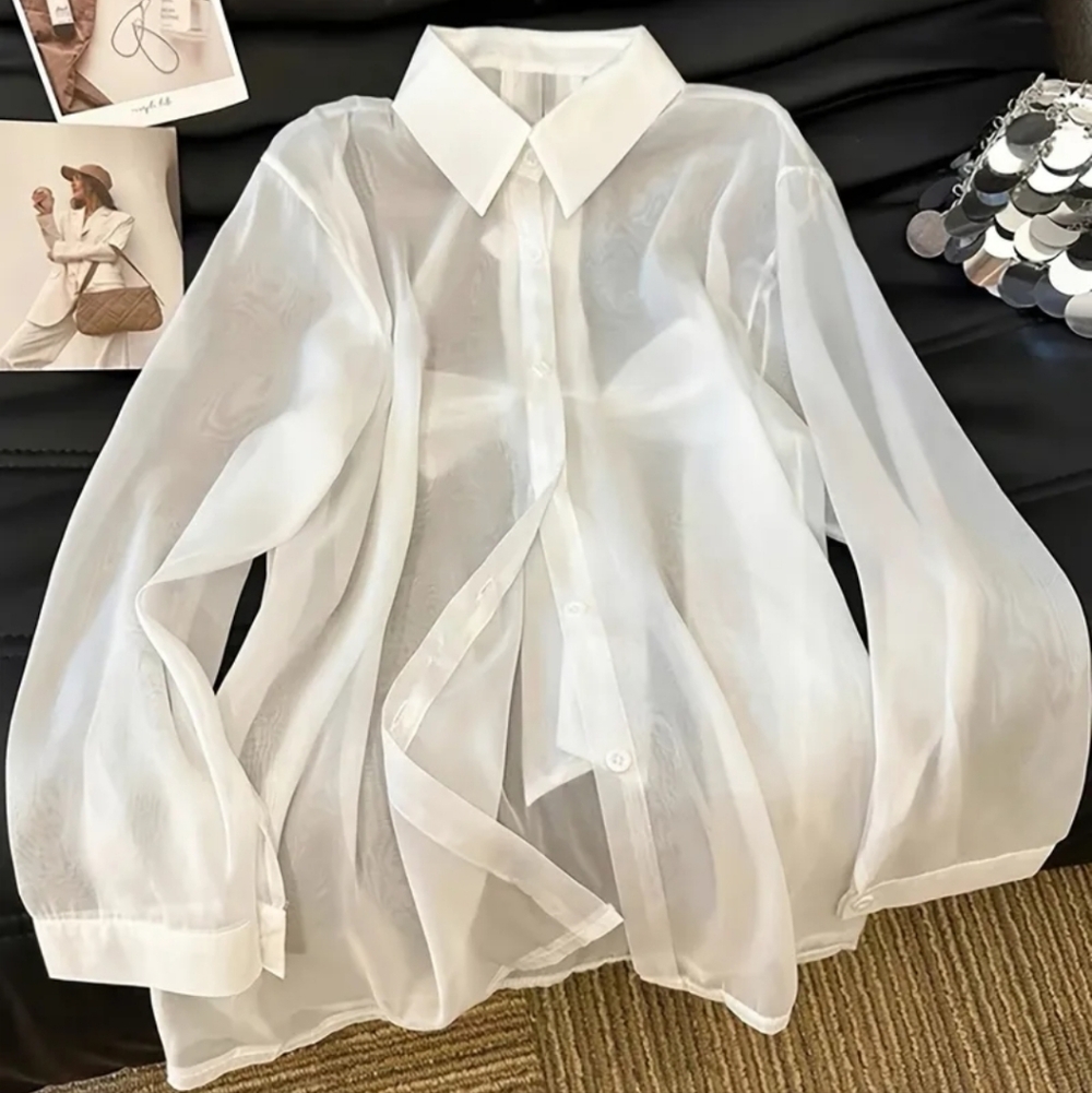 Sheer White Bow-Back Blouse - Picture 2 of 9